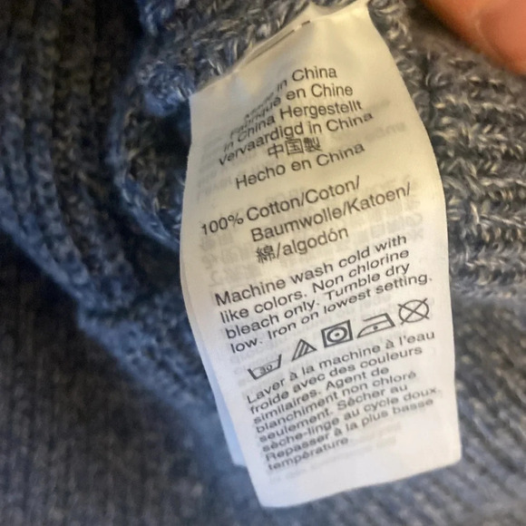 J Crew 100% Cotton Men’s Button Front Cardigan Sz L Blue White - Picture 6 of 6